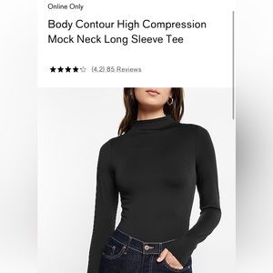 Express Body Contour High Compression Mock Neck Long Sleeve Tee Black Small